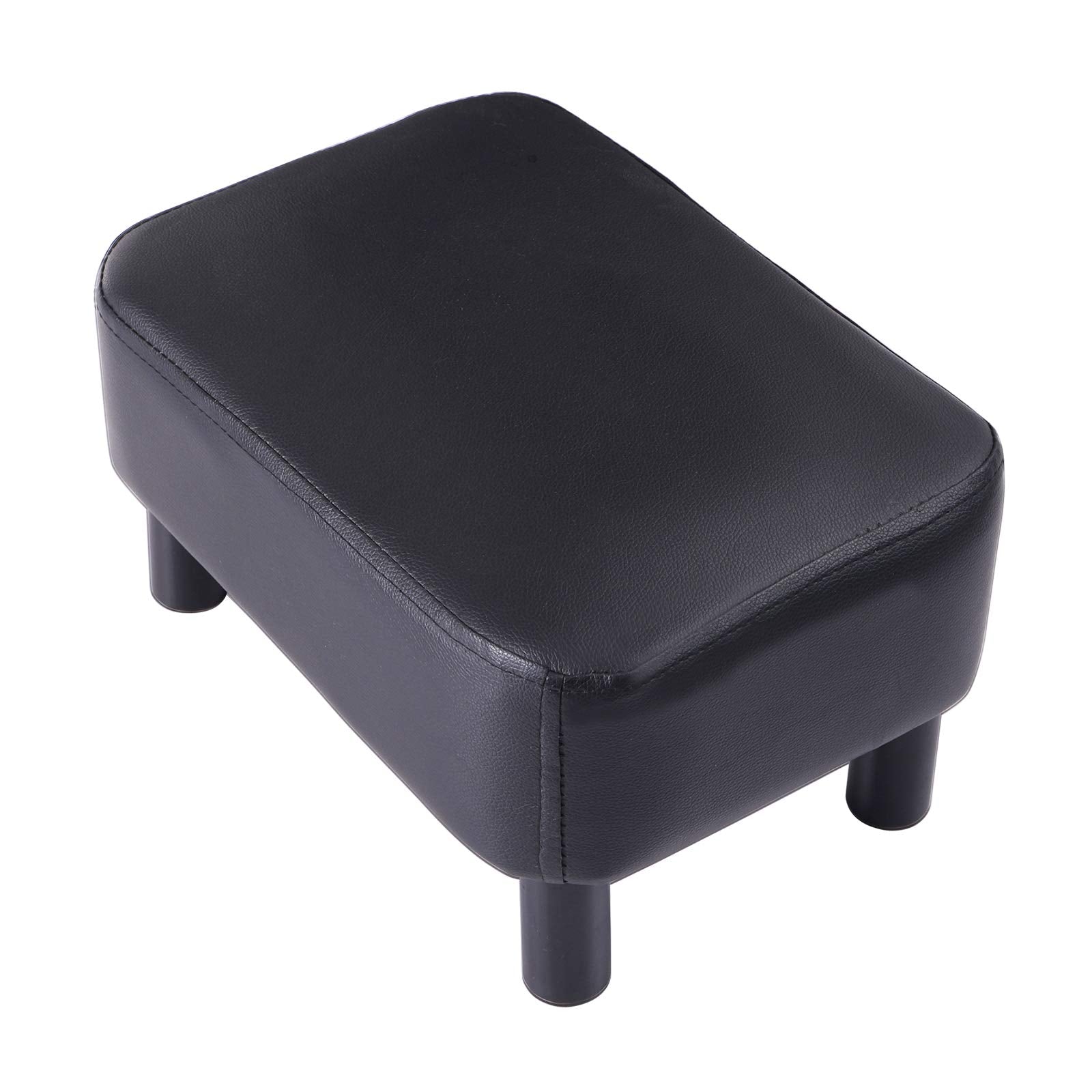 YMYNY 42CM Footstool, Small Foot Stool with Stable Wooden Legs, Modern PU Leather Footrest, Change Shoes Stool for Living Room