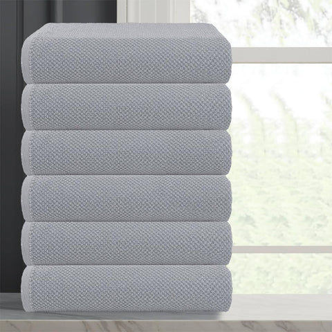 CASA COPENHAGEN Popcorn Textured 6-Piece Small Bath Towel Set - Grey Violet, 550 gsm, 6-piece small bath towels