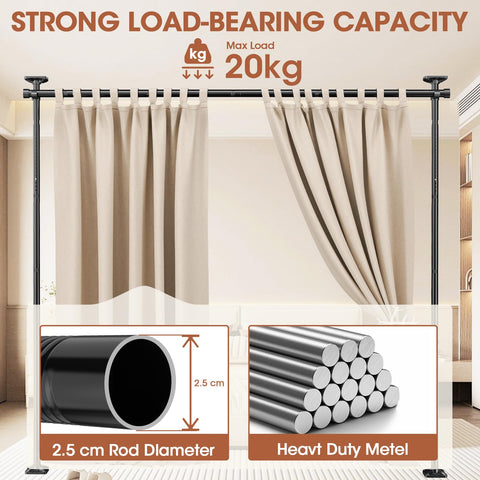 Room Divider No Drilling Curtain Rod Wall Divider for Room Separation
