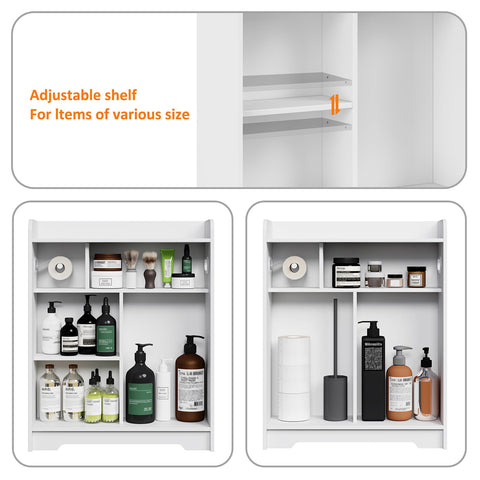 Kaukinye Bathroom Floor Cabinets,Storage Cabinet with Sliding Door,White
