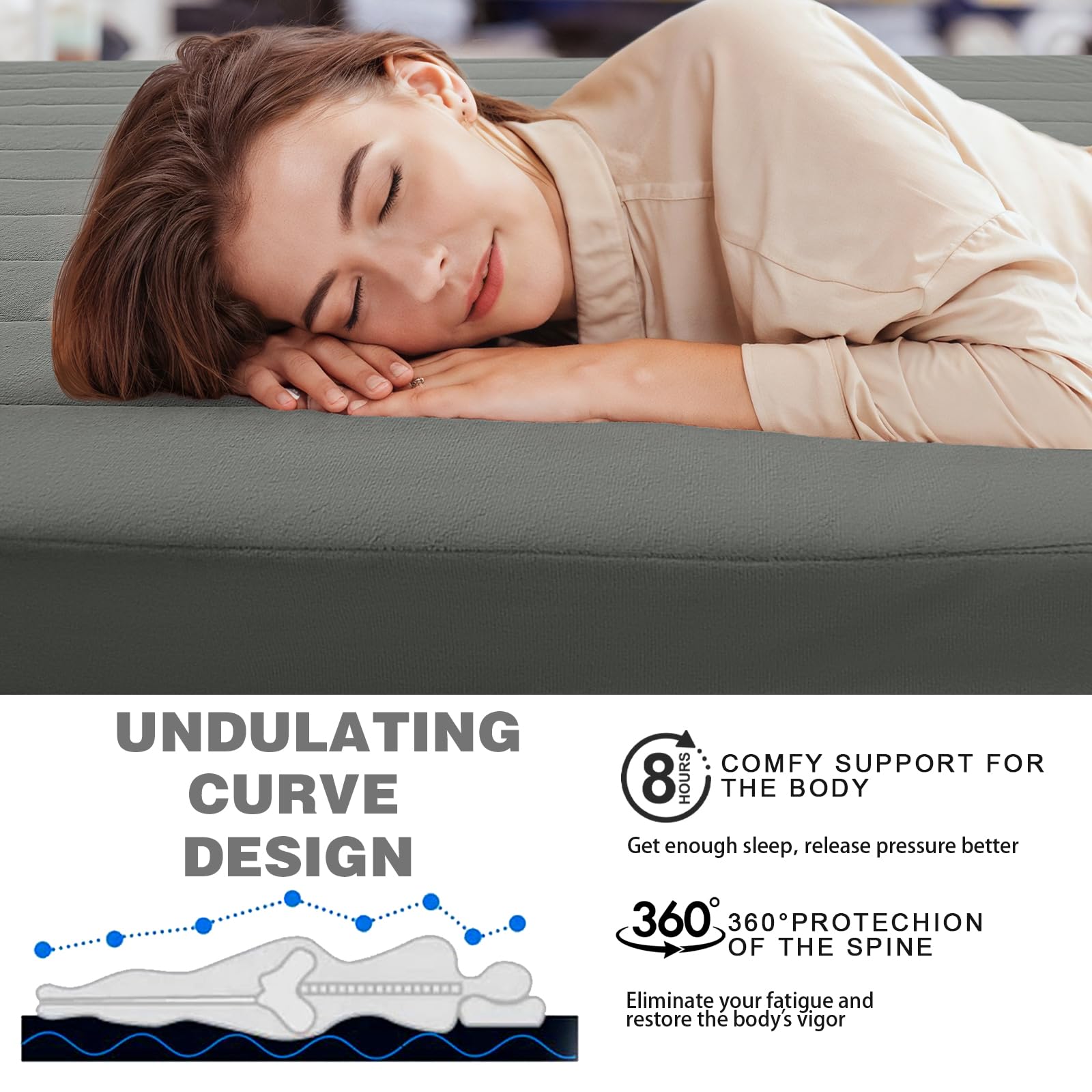 MeMoreCool Roll Up Floor Mattress Double 190x135cm, Dark Gary