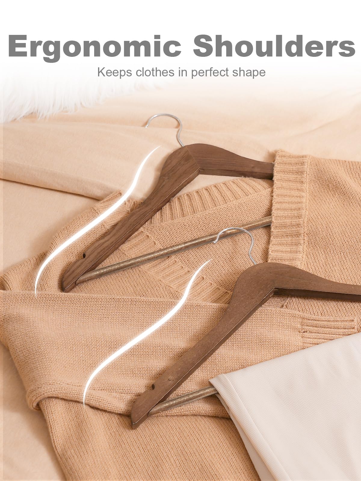 HOUSE DAY Wooden Hangers 30 Pack, Heavy Duty Wooden Coat Hangers, Walnut