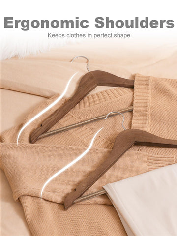 HOUSE DAY Wooden Hangers 30 Pack, Heavy Duty Wooden Coat Hangers, Walnut