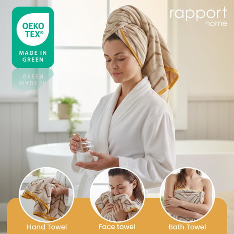 Rapport Home Helix 6-Piece Towel Bale | Luxurious 100% Cotton 500GSM Set for Soft Absorbent Comfort, Quick-Dry Use and Elegant Bathroom Style