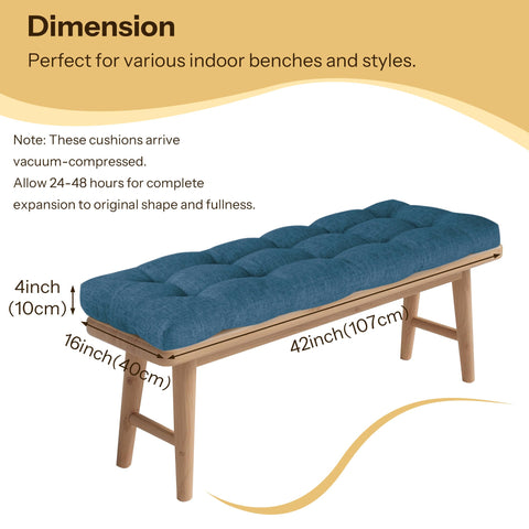 FlyGulls Indoor Bench Cushion for Indoor Furniture 106x40cm Light Navy