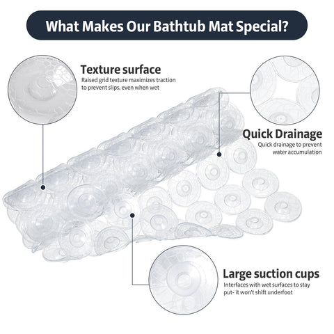 XIYUNTE Shower Mat Non Slip Anti Mould for Elderly-70x37cm Non Slip Bath Mat for Inside Bath, Cut-to-Fit Anti Slip Shower Mat
