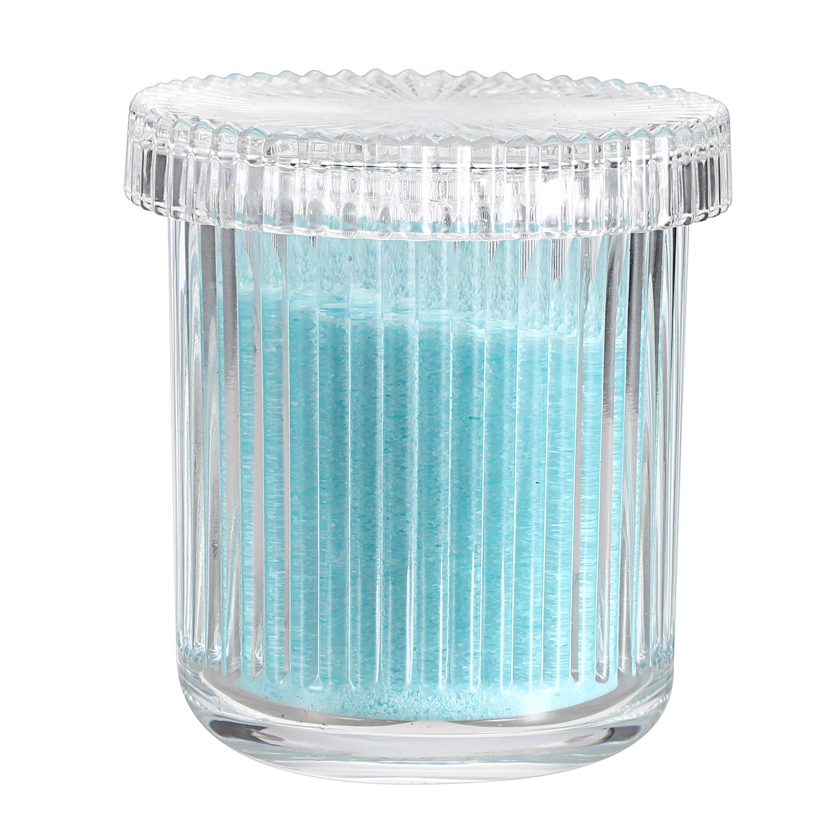 OLegei Glass Cotton Ball and Swab Holder Organizer, Set of 2 Bathroom Glass Storage Jars with Lid, Q-tips Floss Dispenser