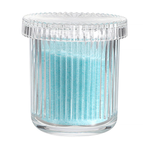 OLegei Glass Cotton Ball and Swab Holder Organizer, Set of 2 Bathroom Glass Storage Jars with Lid, Q-tips Floss Dispenser