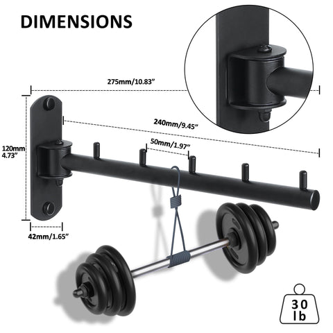 Mooche Clothes Rail Wall Mounted Black 2Pcs, Swivel Rail, 275MM