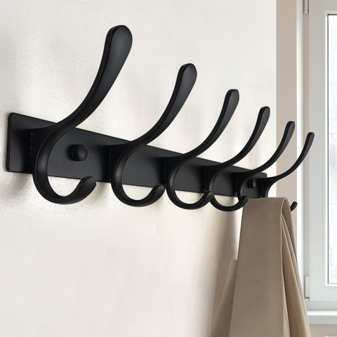 SKOLOO Coat Rack Wall Mounted - 6 Hooks, Heavy Duty, Stainless Steel, Metal Wall Coat Hanger, Sturdy Wall Hooks for Hanging Coat, Jacket, Clothes