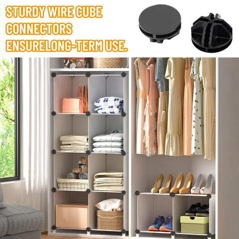 40Pcs Wire Cube Connectors, Black Plastic Joiners for Wire Cube Storage, Compatible with C&C Grids, Modular Shelving, Interlocking Connector