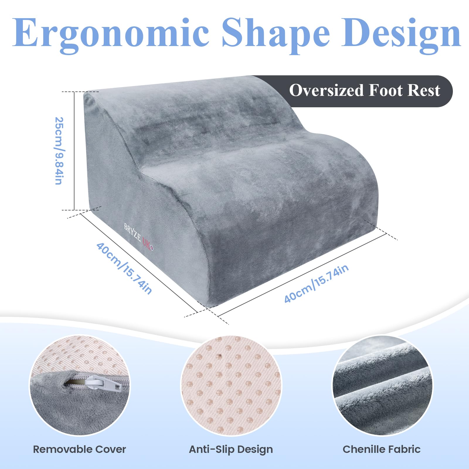 Foot Rest for Under Desk at Work, Multifunctional 3-Tier Foot Stool with Washable Cover, Ergonomic Foot Rest for Office Chair, Gaming Chair & Sofa