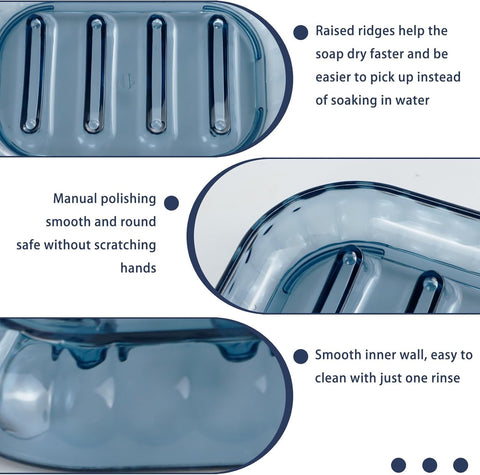 STNRST-IN 2PCS Plastic Soap Dish, Anti-Slip Shower Soap Holder