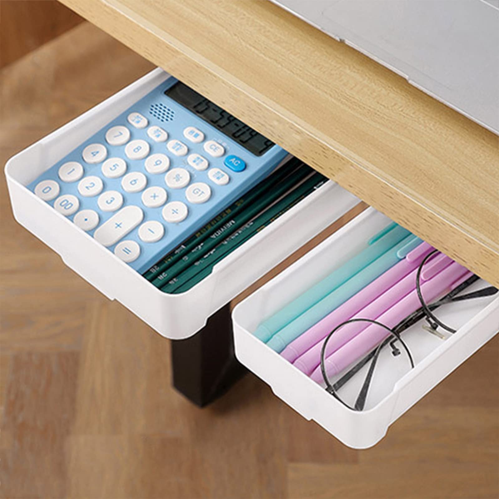 YANGLY Invisible Drawer Storage Box with Lid Pull Out Under Desk Mini Drawer