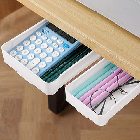 YANGLY Invisible Drawer Storage Box with Lid Pull Out Under Desk Mini Drawer