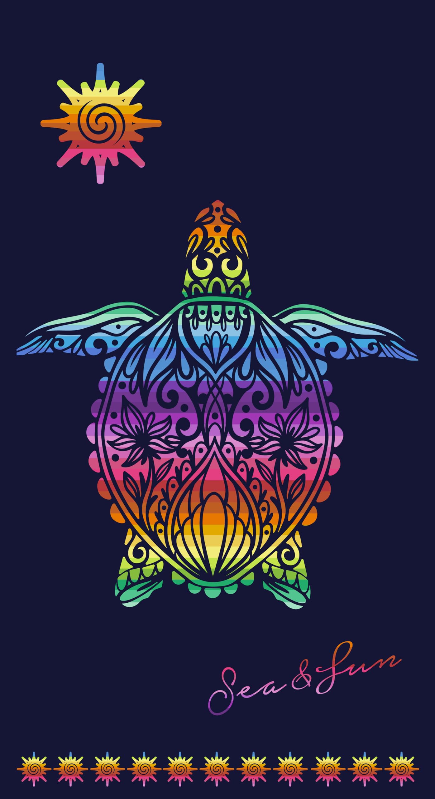 Miracle Home. Microfibre Towel Turtle Colours, 100% Polyester, 75 x 145 cm. 15553