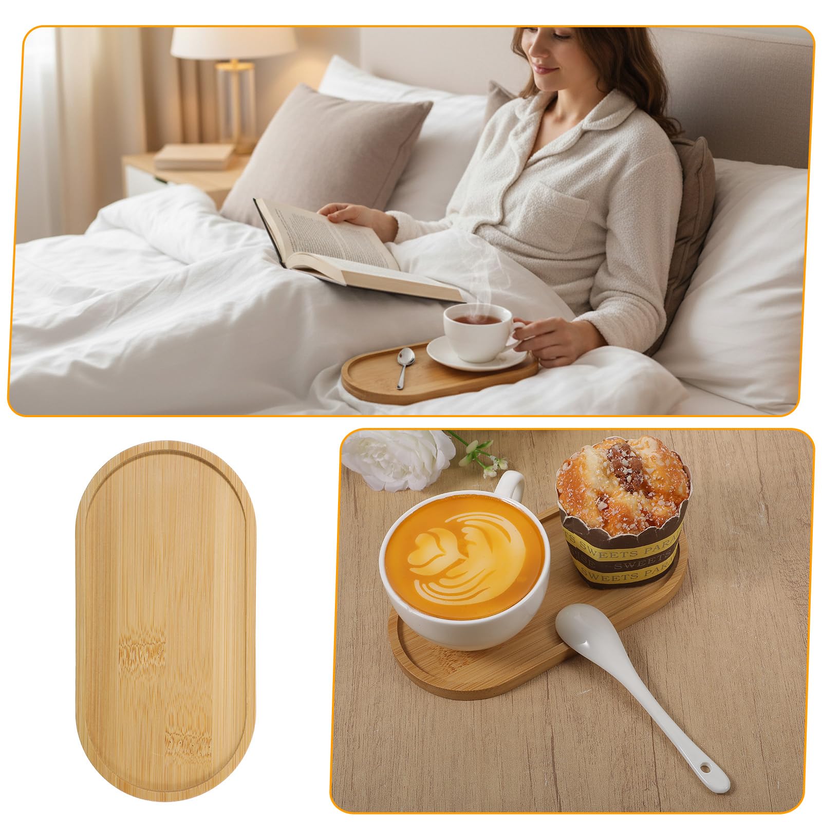 Hecila Bamboo Soap Tray Oval Soap Dispenser for Bathroom Wooden Soaps Dish Multi-Functional Countertop Bathtub Organizer Tray Kitchen Holders Jewelry