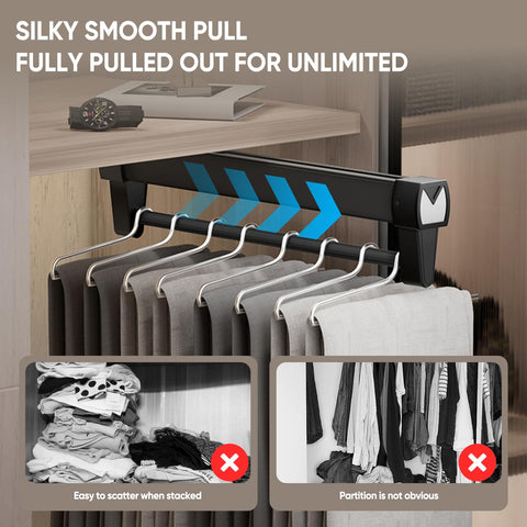 Pull Out Clothes Rail,Pull out Hanger Rail (26-61CM) Steel Adjustable Clothes Rail For Trousers Clothing Storage, Space Saving (61CM)