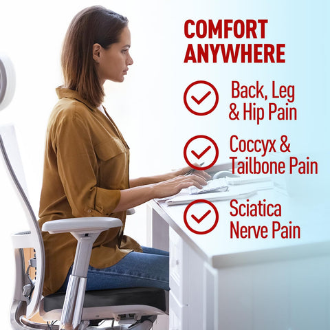 Memory Foam Seat Cushion, Ergonomic Coccyx Cushion for Car & Office Chair