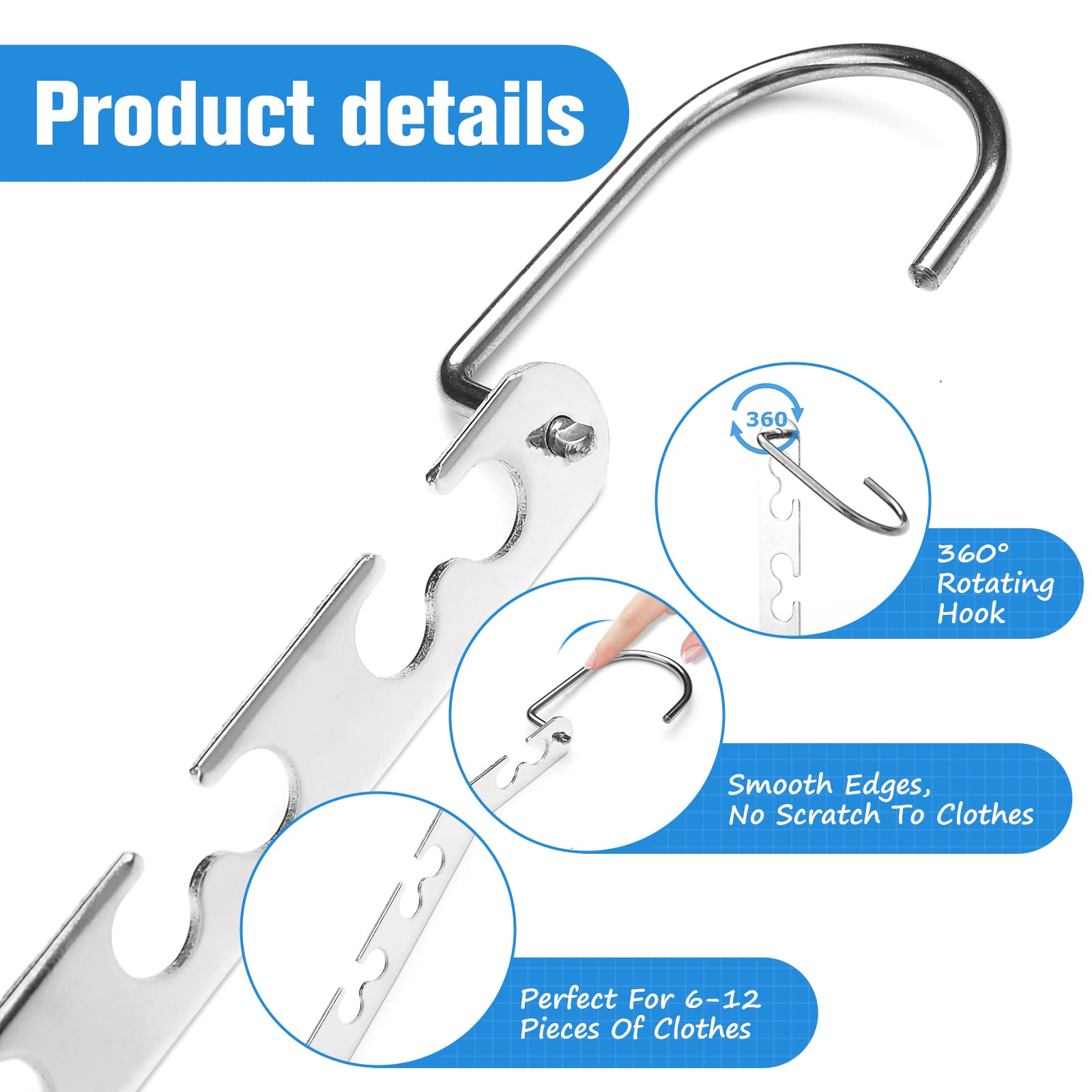 RAINBERG 10 Pack Metal Magic Hangers Space Saving Hangers Closet Space Saving Wardrobe Clothing Hanger Organizer, Updated Hook Design. (10)