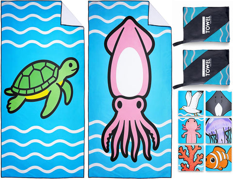 Violetpos 2 Pack Extra Large 180x90 cm Beach Towels, 250GSM Premium Microfibre, Sand Free Quick Dry Lightweight