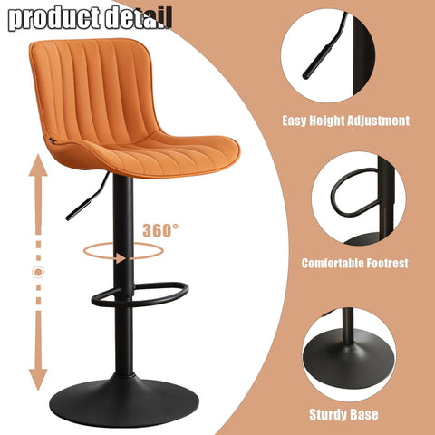 Kidol&Shellder Bar Stools Set of 2 Modern Breakfast Bar Stools, Camel