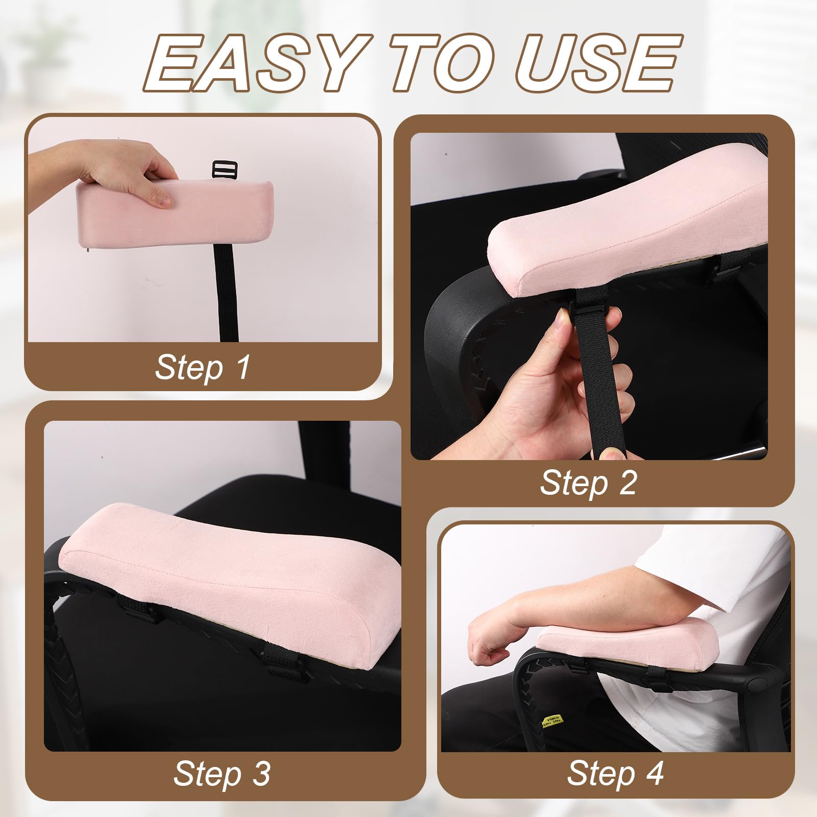 PATIKIL Office Chair Arm Pads, 1 Pair Office Chair Arm Cover Soft Office Chairs Armrest Pads Elastic Memory Foam Cotton Removable Washable for Desk