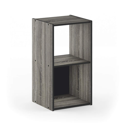 Furinno PELLI Book Shelf, 2x1 Bookshelf, Cube Storage Organizer Cabinet, 12.2 x 11.6 x 24.2, for Living Room, Bedroom, Home Office, French Oak/Black