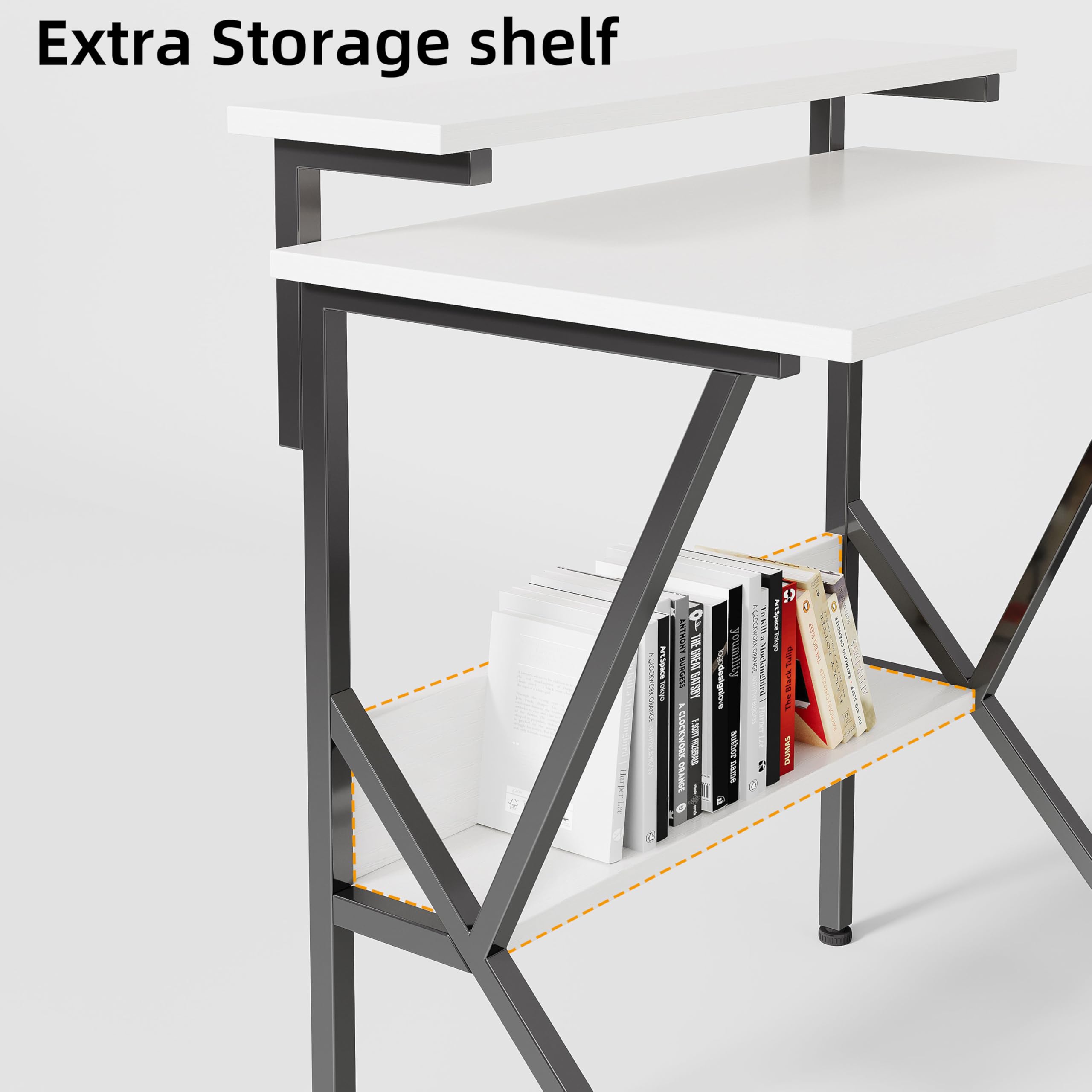 COTUBLR 70 x 48 cm Desk, Small Computer Desk for Small Spaces, Gaming Desk with Adjustable Monitor Stand, Modern Simple Style Compact Desk