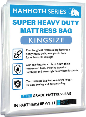 MAMMOTH Premium Mattress Storage Bag – Robust Protection for Moving & Storing – Shields Against Dust, Stains, and Pests (King - PRO)