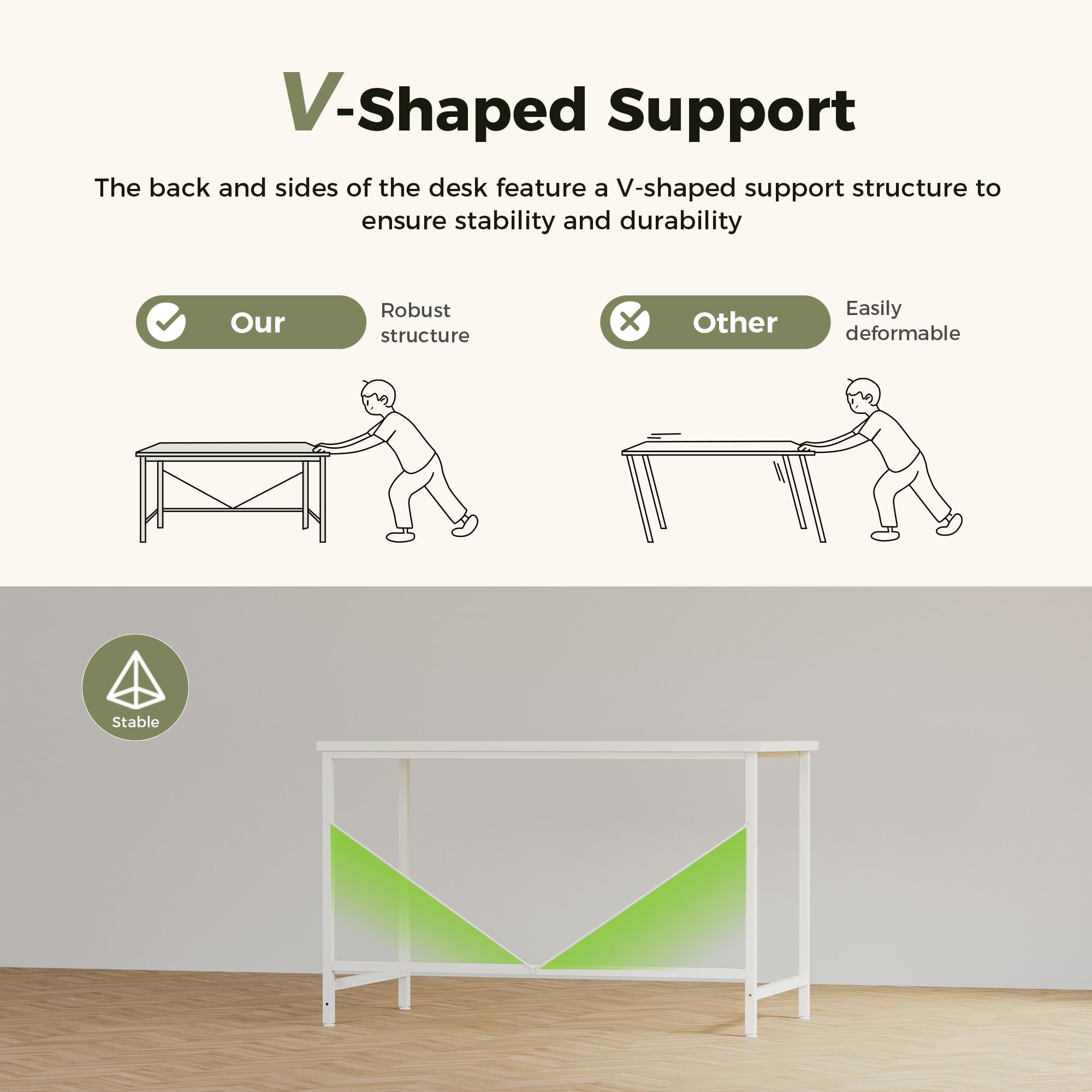 Mericonia Basic Computer Desk, 3 pieces Desktop, 140x50cm, White