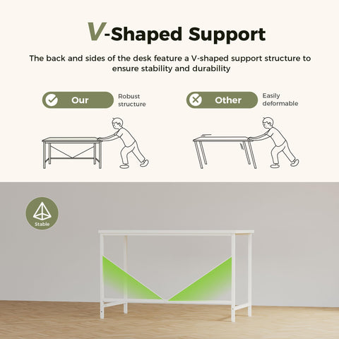 Mericonia Basic Computer Desk, 3 pieces Desktop, 140x50cm, White