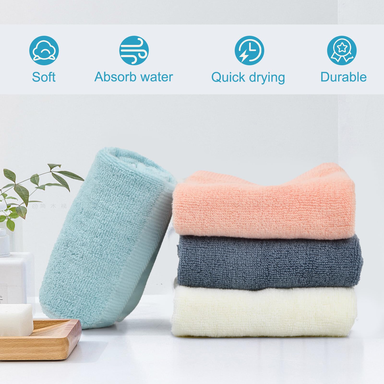 Dewocke 4PCS Children's Facial Towel, Kids Washcloth Towels, Cotton Kids Face Towels, Cute Hand Towel Set, Embroidered Children Towels