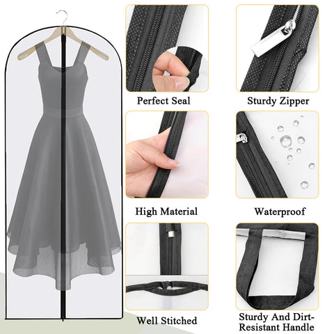 2-Pack Extra Long Garment Bags (180cm) | Clear View Hanging Covers for Wedding Dresses, Gowns & Coats | Dust & Water Resistant