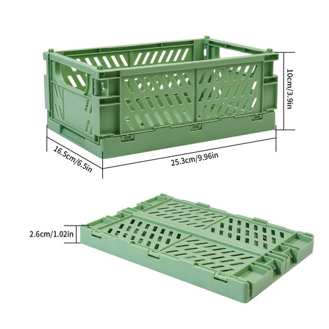Heozhuyi 3 Pcs Plastic Folding Storage Crates, Collapsible Mini Storage Baskets, Stackable Storage Bins with Handles