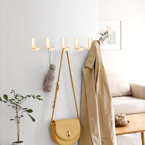 SARIHOSY Wooden and White Coat Hooks Wall Mounted, Shelves With Hooks, Coat Knobs White Pegs for Wall, Oak Coat Hooks