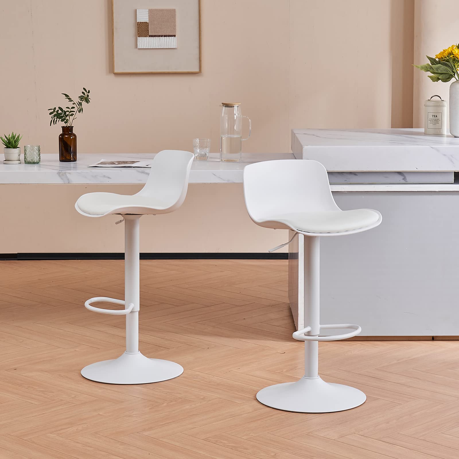 YOUNIKE Furniture Polypropylene Bar Stools Set of 2 with Adjustable Height and 360° Rotation
