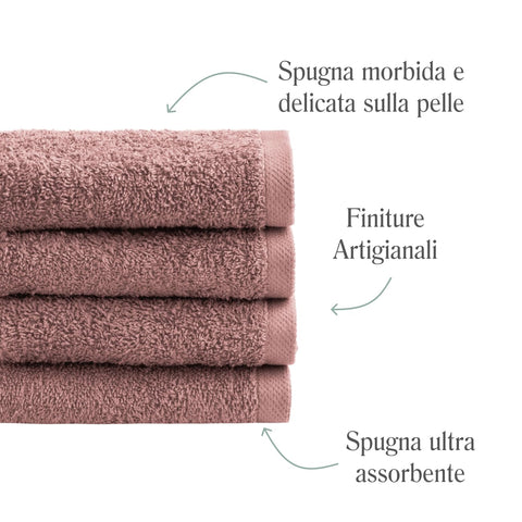 NELLA BIAGINI Minerva Bath Towels 30 x 30 cm, Set of 4, 100% Pure Terry Cotton, 420 g/m², Soft, Absorbent, Practical, Durable, Solid Colour