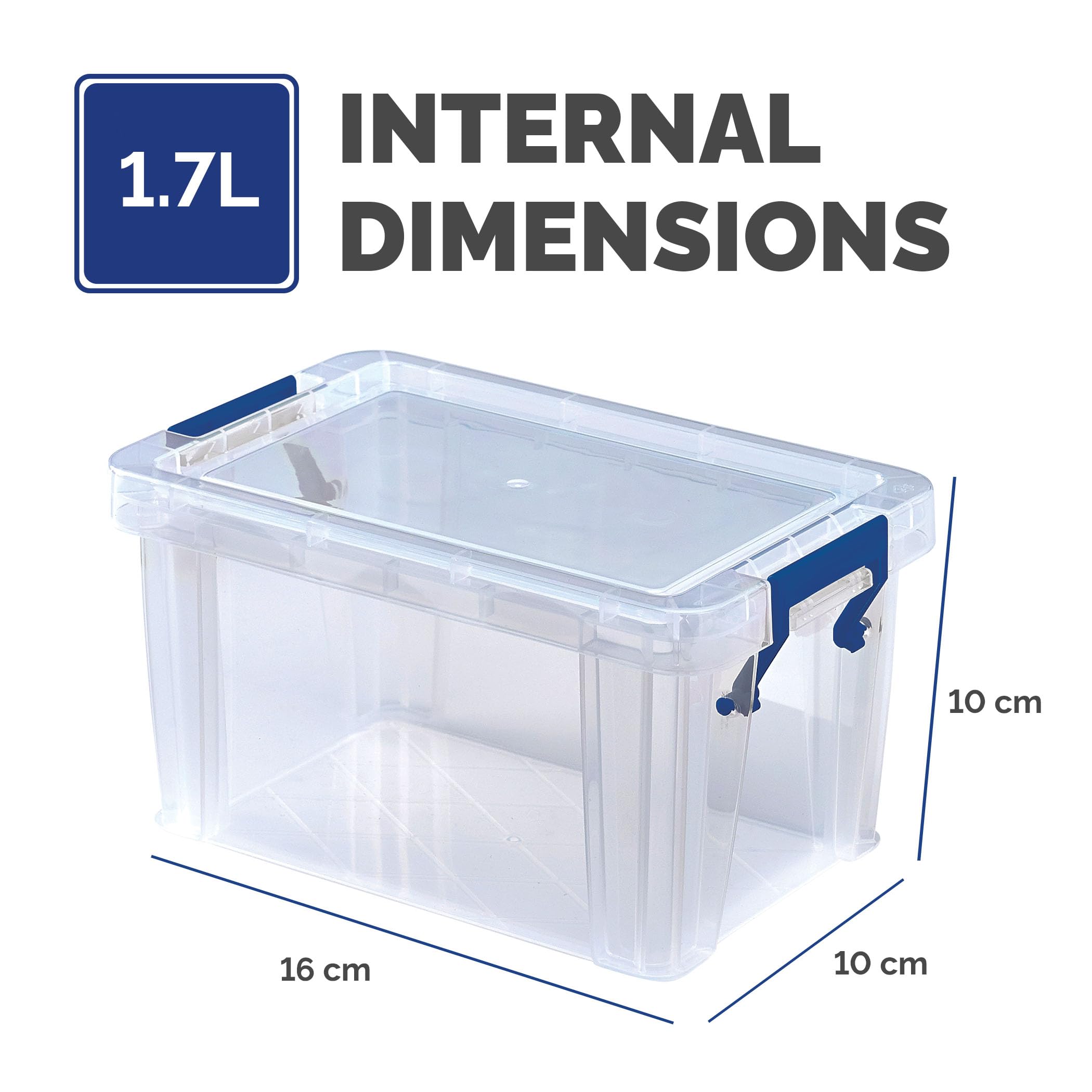 Bankers Box Storage Box 1.7L (10 Pack) - BPA-Free, Stackable Plastic Organizer with Clip-Lock Lid