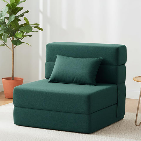 FILUXE Convertible Folding Sofa Bed-Sleeper Chair with Pillow, Modern Linen Fabric Floor & Futon Couch