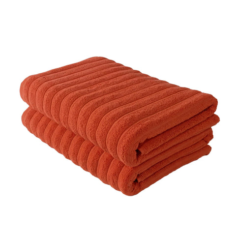 BERIBO Cloud Turkish Towel Set 100% Cotton 620gsm (Burnt Terracotta, 2 Bath Towels)