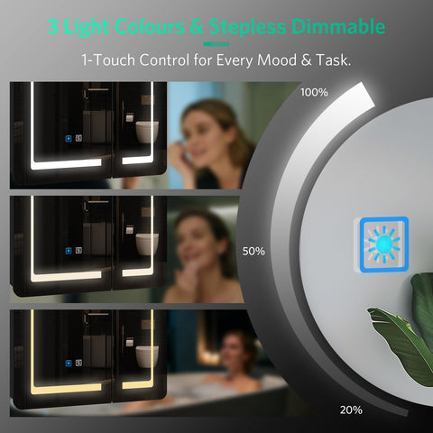 LUMIRRORS® LED Bathroom Mirror Cabinets with Shaver Socket 60x70cm Black