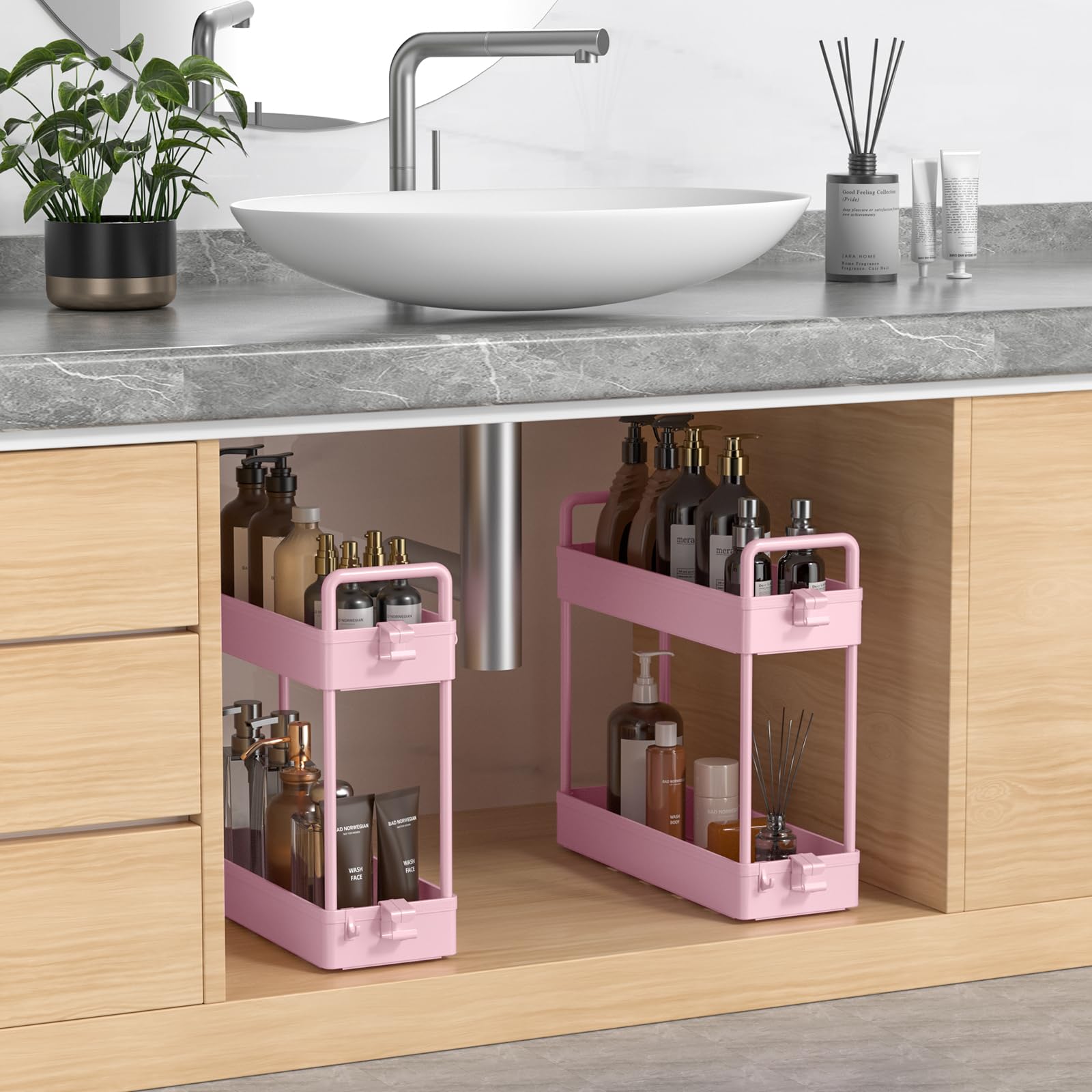 SOLEJAZZ 3-Tier Storage Trolley Cart Slide-out Slim Rolling Utility Cart Mobile Storage Shelving Organizer for Kitchen, Bathroom, Laundry Room