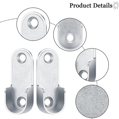 TOP-VIGOR 16mm Dia Oval Closet Rod End Supports, Zinc Alloy 4Pcs Wardrobe Rail Bracket, Hanging Rail Rod Fittings Wardrobe Flange Bracket Holder