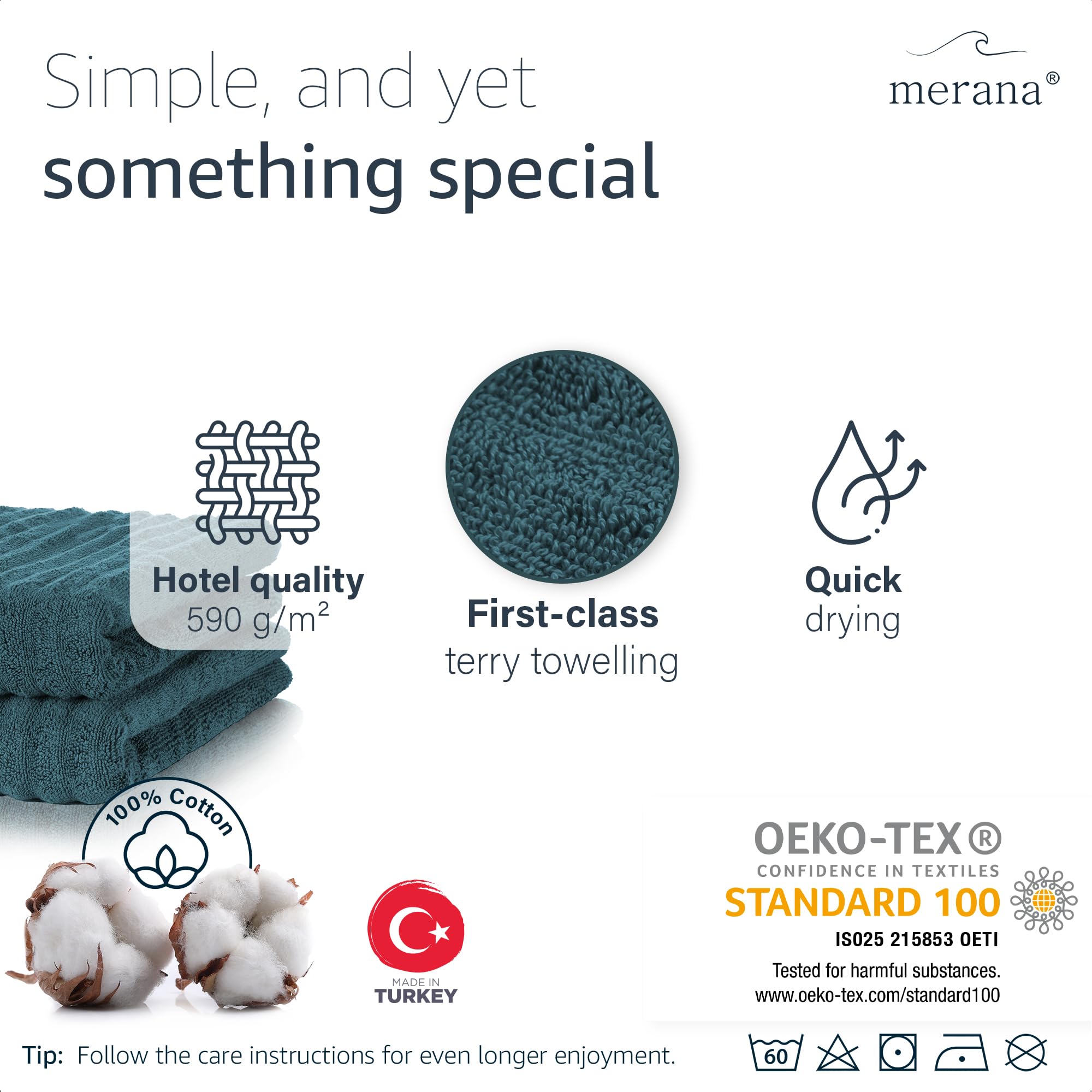 Merana OSLO towel set | quick-drying, soft & lint-free | terry luxury quality | 100% cotton terrycloth | OEKO-TEX | 590 GSM | gift set | Petrol Green