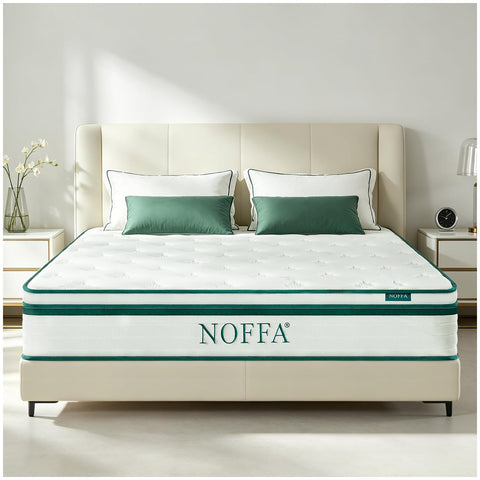 NOFFA Double Mattress 4FT6 | 12" Double-Size Hybrid Mattresses | 7 Zone Orthopedic Mattresses Include Memory Foam & Pocket Springs - Soft