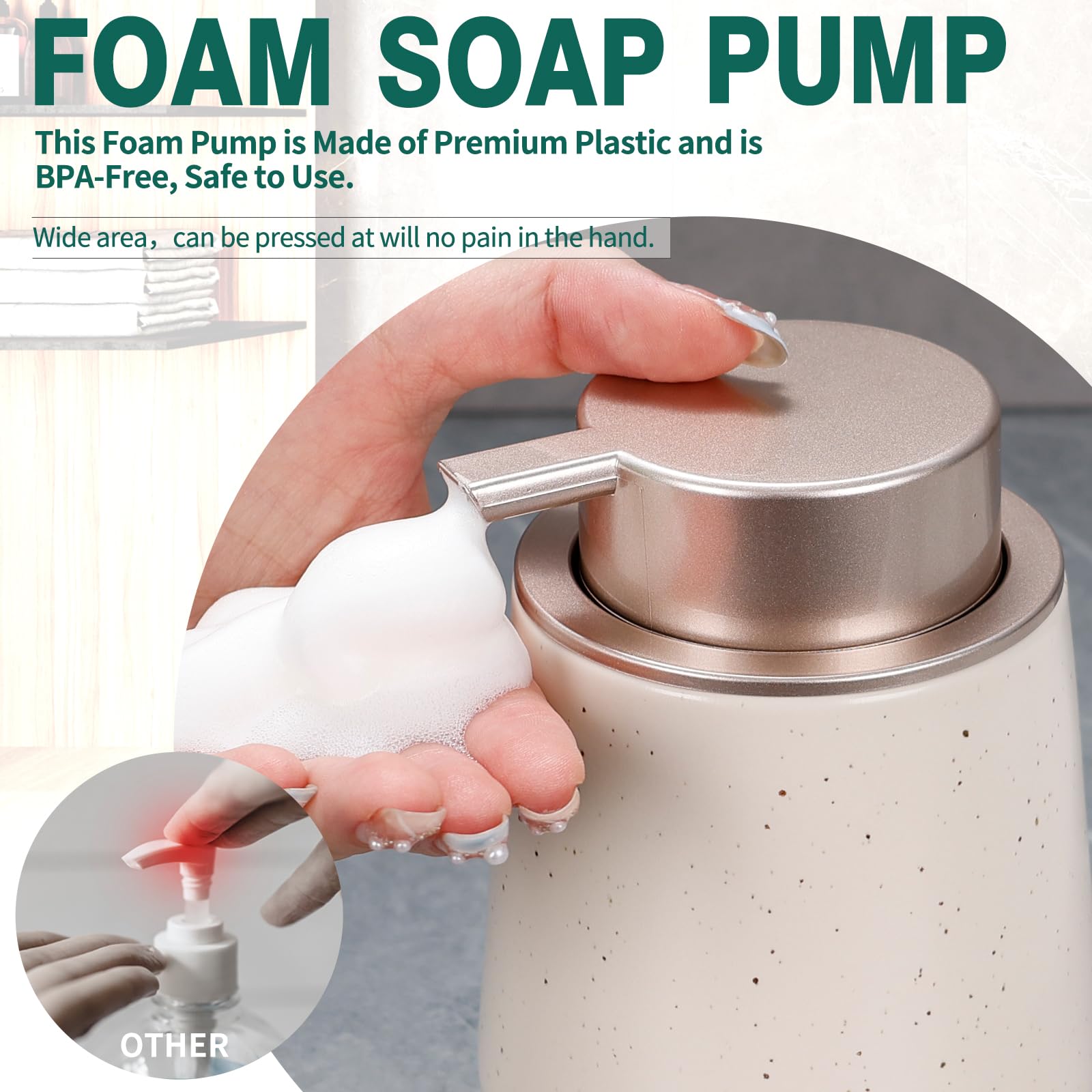 Bosilunlife Hand Soap Dispenser - 12Oz Ceramic Soap Dispenser