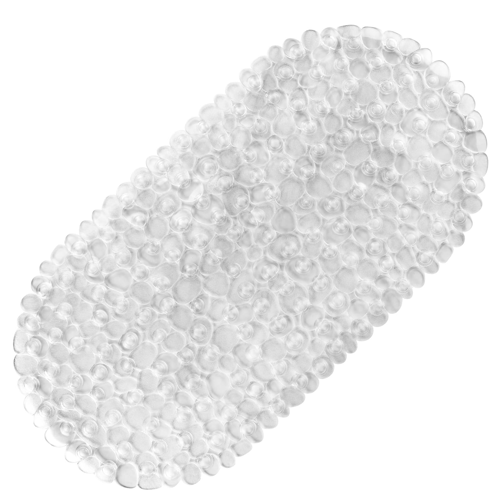 DOPROP Clear Pebbles Non Slip Shower Mats for Inside Shower Anti Mould Bath Mats for Bathroom Accessory with Suction Cups Holes Washable Safety Oval
