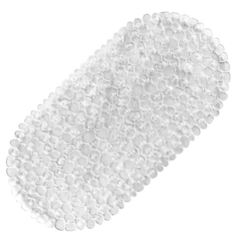 DOPROP Clear Pebbles Non Slip Shower Mats for Inside Shower Anti Mould Bath Mats for Bathroom Accessory with Suction Cups Holes Washable Safety Oval
