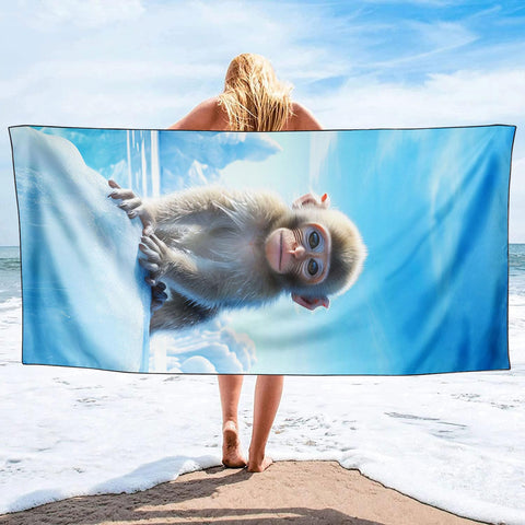 YISUMEI Baby Monkey Beach Towels for Adults Extra Large 180 x 90 cm, Microfibre Quick Dry Towel for Travel Swimming Camping Sports